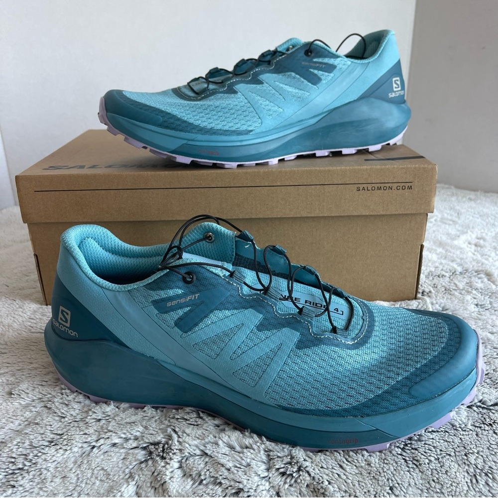 Salomon Sense Ride Trail Running Shoes Contagrid Vibe Blue Like New Women’s 10.5